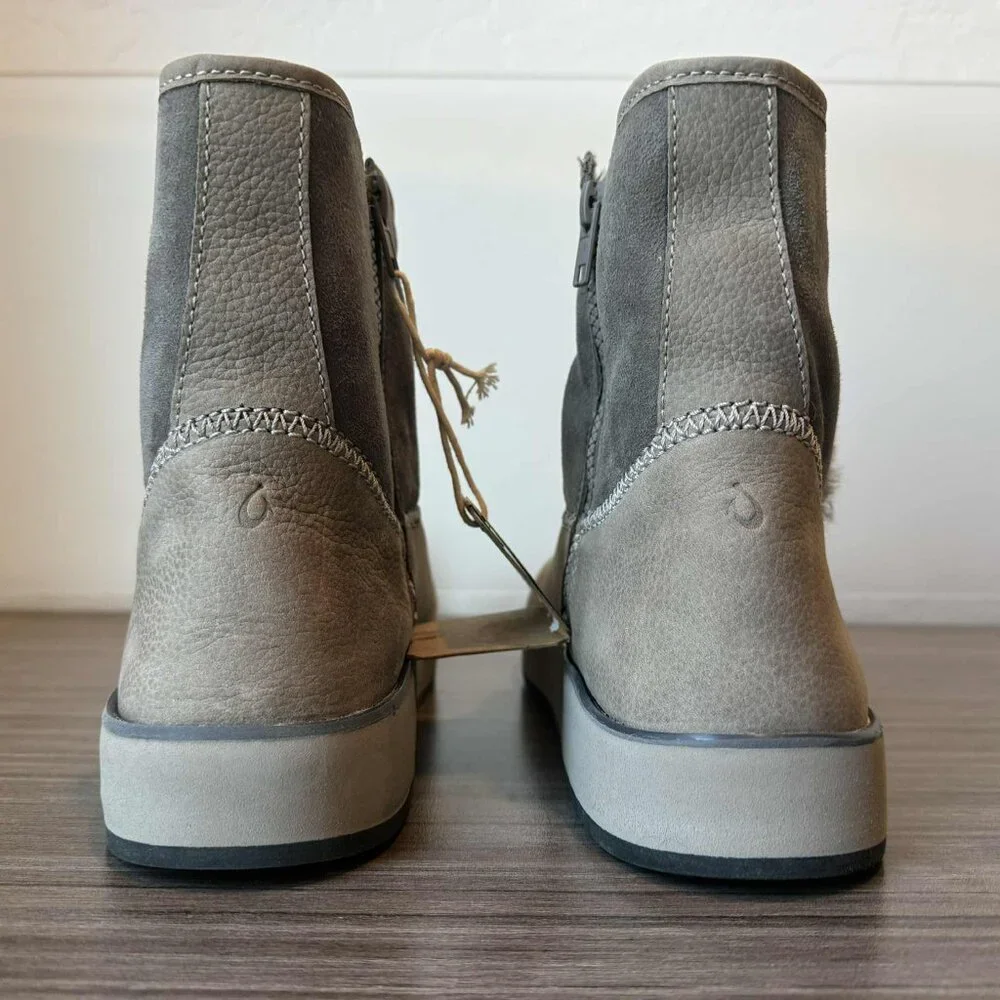 OluKai Paina Hulu Women's Boots Booties $160 in Fog Grey